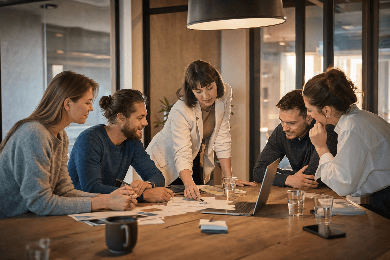 Team in moderner Arbeitsumgebung bei einem Workshop